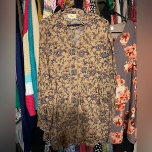 Floral Patterned Long Sleeve Dress